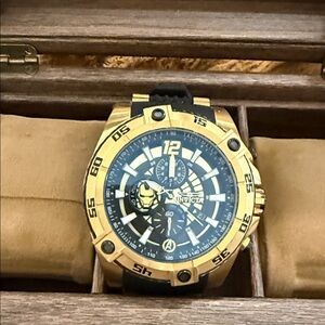 Invicta Gold and Black Chronograph Watch- Marvel Iron Man